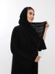 عباية مطرز بكرستال اسود من الامام والكتف
