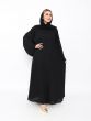 عباية من الامام و الخلف بتطريز كرستال أسود