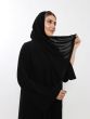 عباية مطرز بكرستال اسود من الامام والكتف
