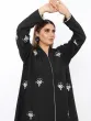 عباية استريت اسود مخدد قيطان ومطرزة زهري