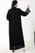  عباية سوداء كلاسيك بكم مقلم