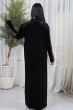 جلابية شتوية أنيقة مصنوعة من قماش المخمل مطرز بأشكال هندسية لون ذهبي