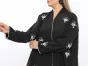 عباية استريت اسود مخدد قيطان ومطرزة زهري